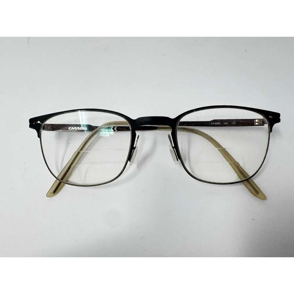 Carrera CA6660 VBJ Black Gold Eyeglass Frames 48-22-145 Authentic